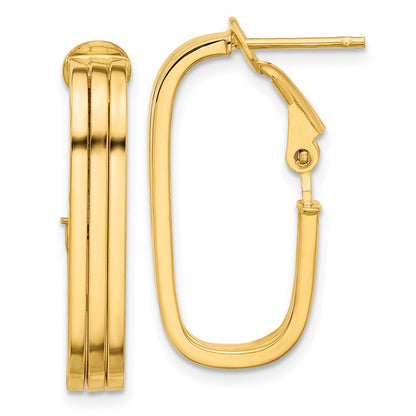 14K Gelbgold 4.4x25mm Poliert Oval Omega Rückseite Röhre Creolen