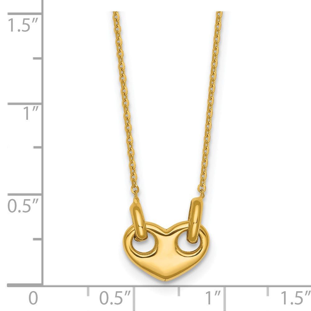 14K Gelbgold Poliert Herz 18 Zoll Halskette