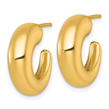 14K Gelbgold Poliert Verjüngt Hohl C-hoop Ohrstecker