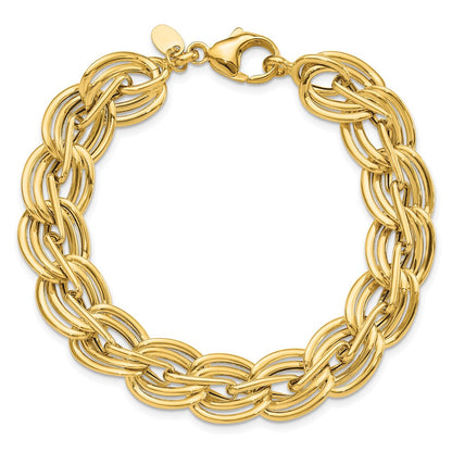 14K Gelbgold Poliert 12mm Fantasieglieder Gliederarmband