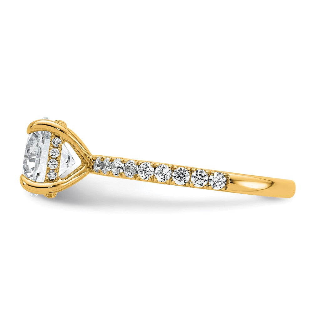 14K Gelbgold 2 3/8K zertifizierter im Labor gezüchteter Diamant VS+ F+ Rund Solitär Komplettring mit Flair Verlobungsring