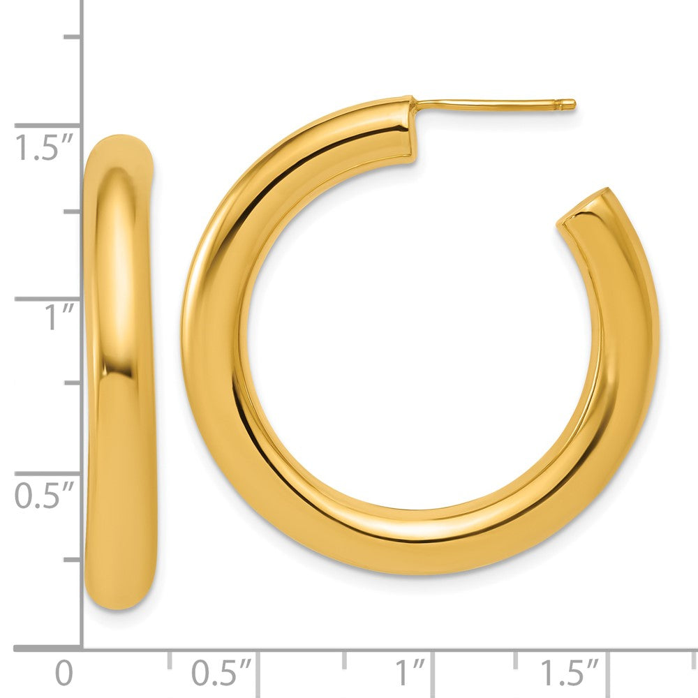 14K Gelbgold Poliert 5.0 X 35mm Röhre C-hoop Ohrstecker