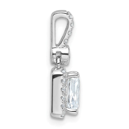 14K Weißgold Anhänger mit 1 ct. laborgezüchtetem Diamanten im Radiant-Schliff, VS/SI+ G+, mit komplettem Halo