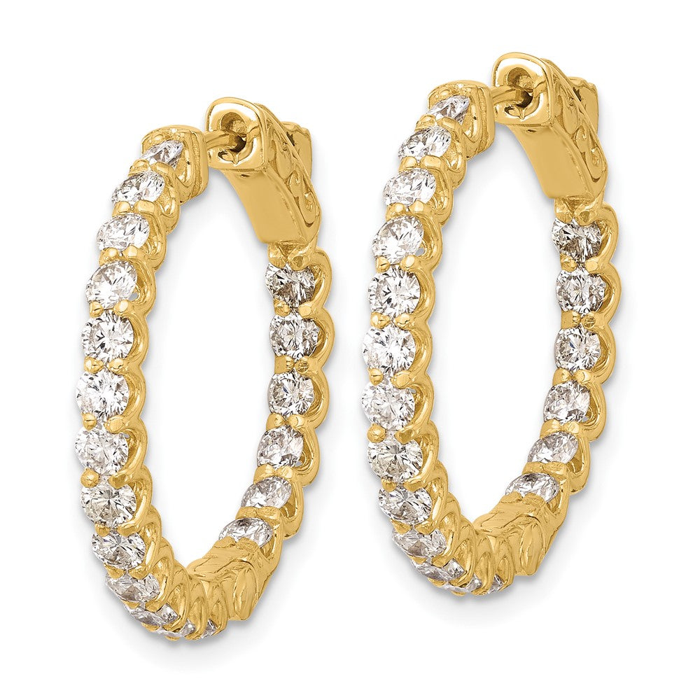 14K Gelbgold 1.55 Karat Diamant In/out Creole mit Sicherheits Verschluss Ohrringe
