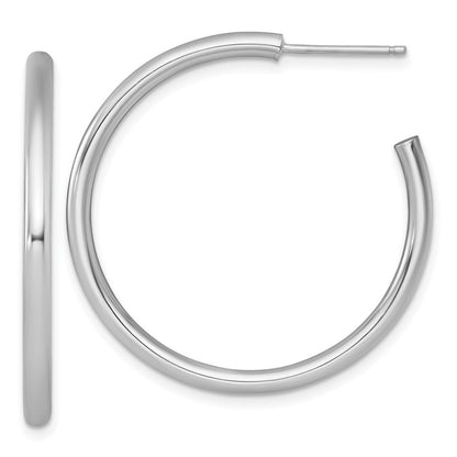 14K Weißgold Poliert 2.5 X 35mm Röhre C-hoop Ohrstecker
