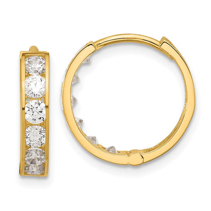 14K Gelbgold Poliert Zirkonia 4x16mm Huggie Creolen
