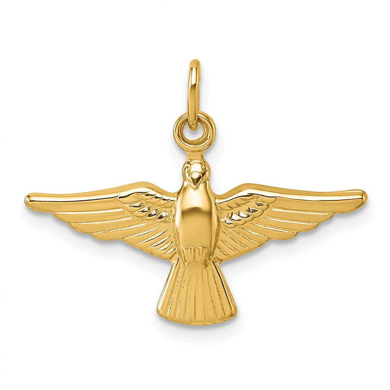 14K Gelbgold Poliert Flying Taube Anhänger