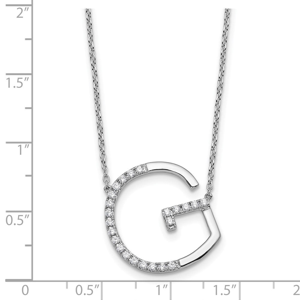14K Weißgold Seitlich Diamant Initiale G 18 Zoll Halskette