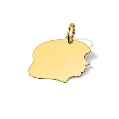 14K Gelbgold Schlicht Mittel Zugewandt Right Gravierbar Mädchen Kopf Charm