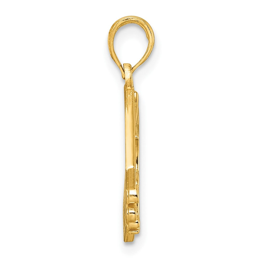14K Gelbgold Polierter Adler-in-Quadrat-Anhänger