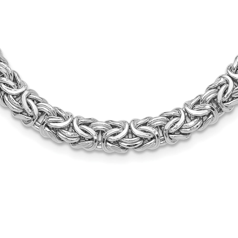 Sterlingsilber Rhodiniert 8.25mm Byzantiner Glieder 17 Zoll Halskette