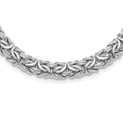 Sterlingsilber Rhodiniert 8.25mm Byzantiner Glieder 17 Zoll Halskette