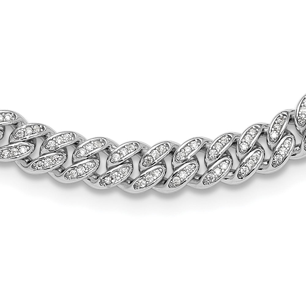 Sterlingsilber Rhodiniert Mikro Pavé Zirkonia 6mm Panzer Glieder 18 Zoll Halskette