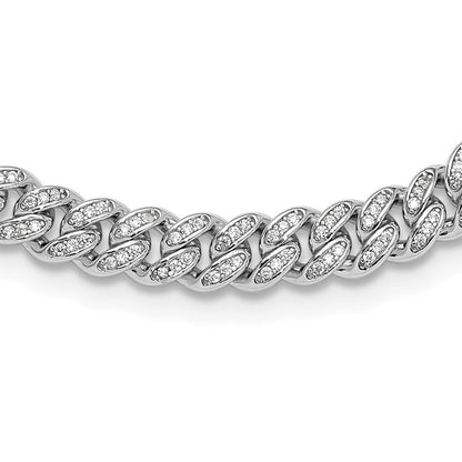 Sterlingsilber Rhodiniert Mikro Pavé Zirkonia 6mm Panzer Glieder 18 Zoll Halskette