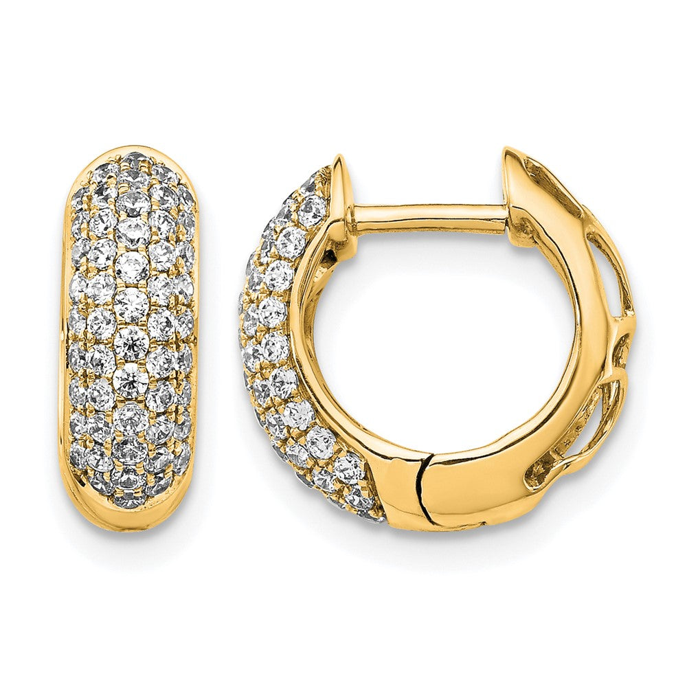 14K Gelbgold Creolen mit Klappscharnier und 0,75K Diamant-Pavé