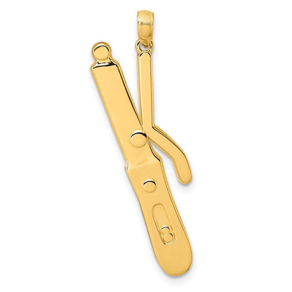 14K Gelbgold Anhänger Lockenstab, poliert