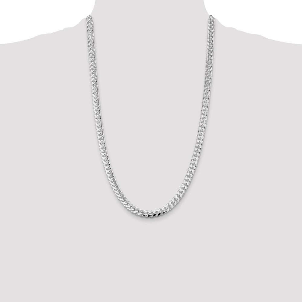 Sterlingsilber Rhodiniert 7mm Gewölbt mit Seite Diamantiert Panzer 26 Zoll Kette