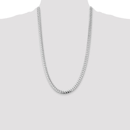 Sterlingsilber Rhodiniert 7mm Gewölbt mit Seite Diamantiert Panzer 26 Zoll Kette