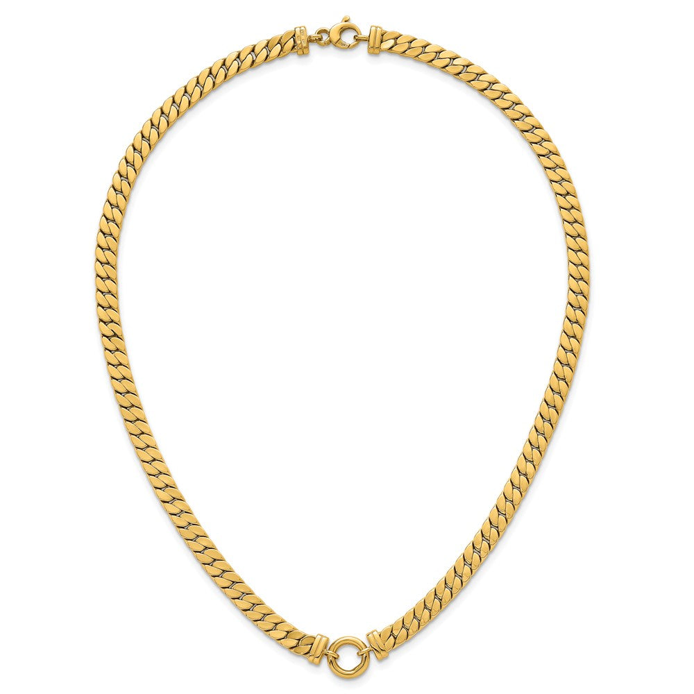 14K Gelbgold Poliert Flach Panzer Glieder mit Mittig Kreis Element 18 Zoll Halskette