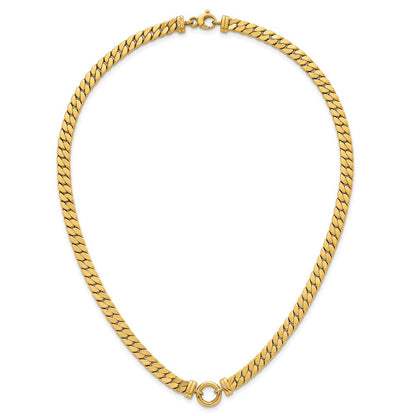 14K Gelbgold Poliert Flach Panzer Glieder mit Mittig Kreis Element 18 Zoll Halskette