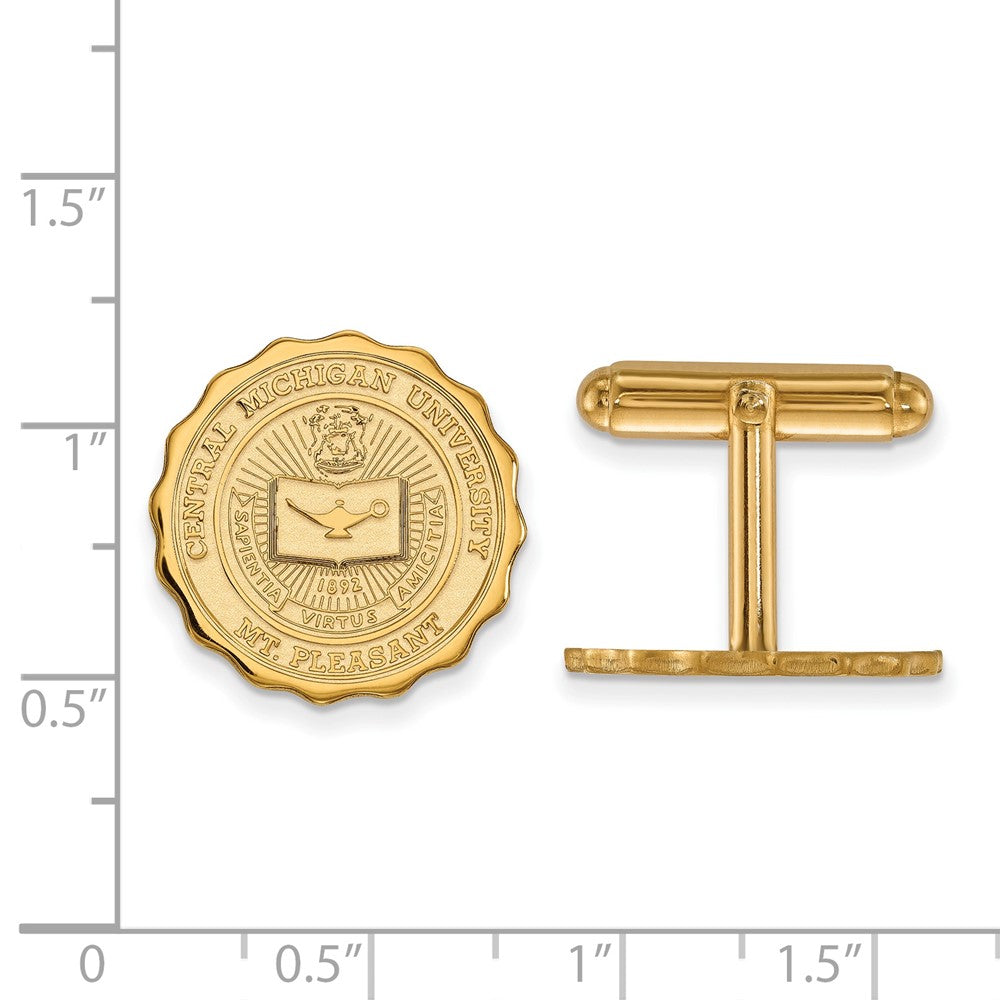 14K Gelbgold Gold Logoart Central Michigan University Wappen Manschette Knöpfe