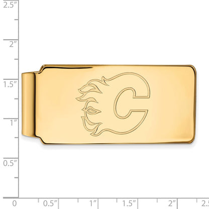 10K Gelbgold Gold Nhl Logoart Calgary Flames Geldklammer