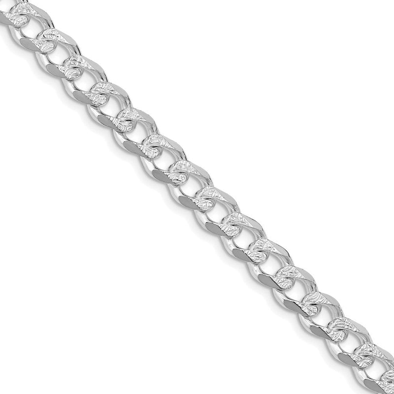 Sterlingsilber Rhodiniert 7.5mm Pavé‚ Panzer 26 Zoll Kette