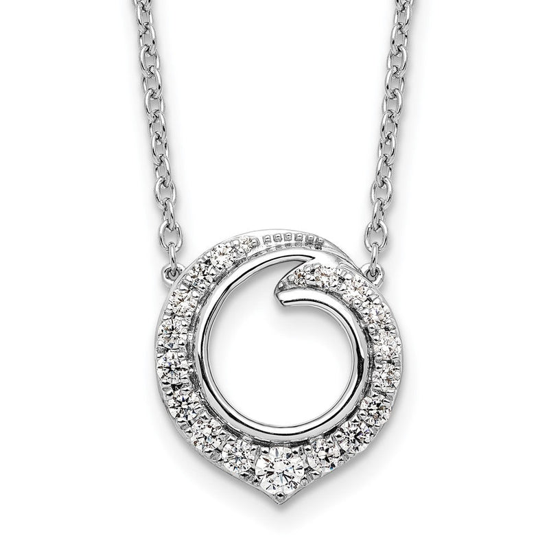14K Weißgold 1/2 Karat Diamant Fantasie Wirbel Kreis 18 Zoll Halskette