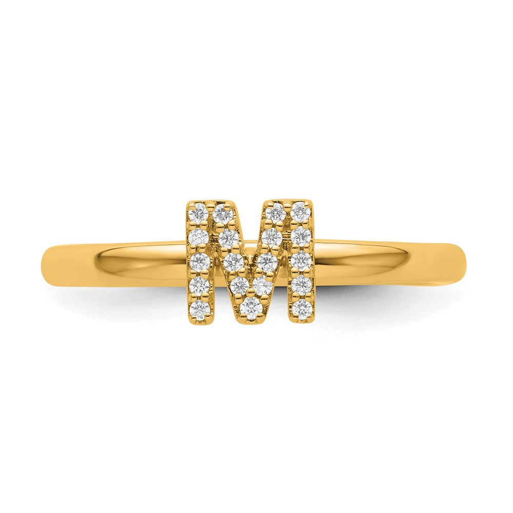 14K Gelbgold Stapelbar Diamant Initiale M Größe 7 Ring