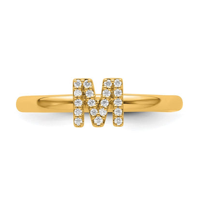14K Gelbgold Stapelbar Diamant Initiale M Größe 7 Ring
