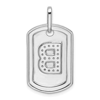 14K Weißgold Diamant-Buchstabe B Hundemarken-Charm