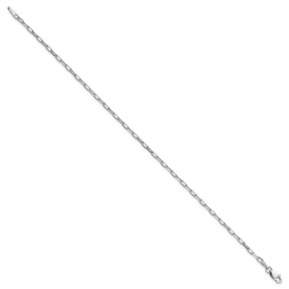 14K Weißgold 2.1mm Massiv Abgeschrägt Büroklammer Kette Fußkettchen