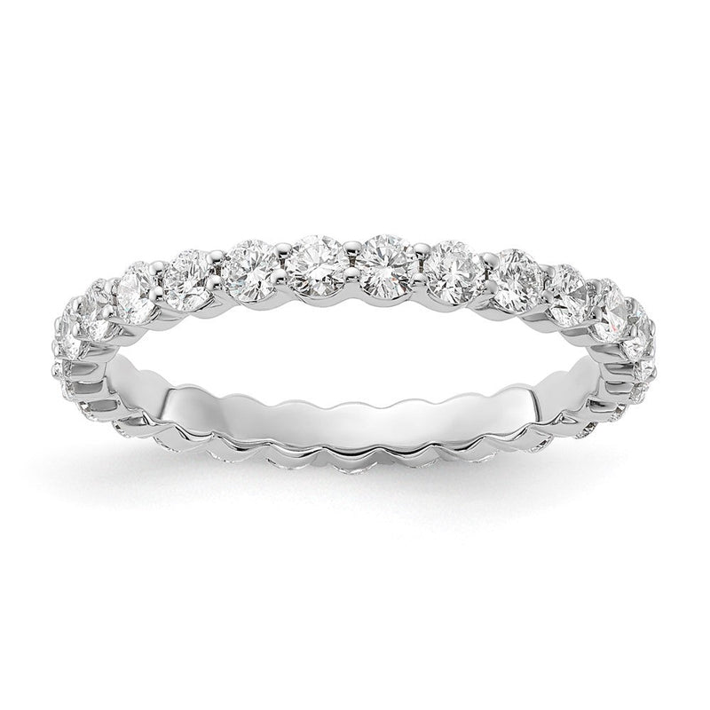 14K Weißgold 1 Karat Im Labor Gezüchtet Diamant Vs+ F+ Rund Komplett Kanalfassung Set Größe 7.5 Memoire Ehering Ring