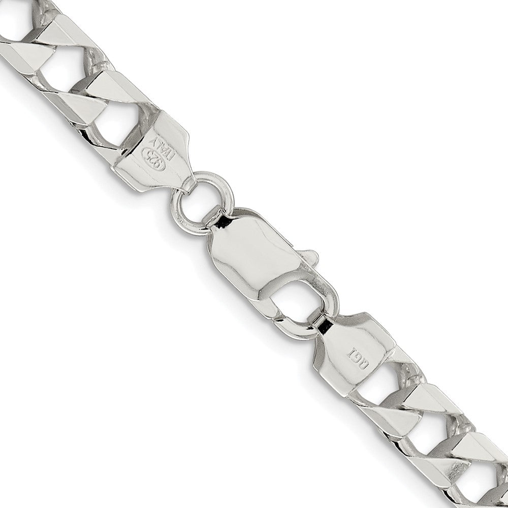 Sterlingsilber Rhodiniert 7.2mm Diamantiert Quadratisch Panzer 26 Zoll Kette