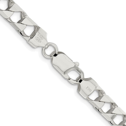 Sterlingsilber Rhodiniert 7.2mm Diamantiert Quadratisch Panzer 26 Zoll Kette