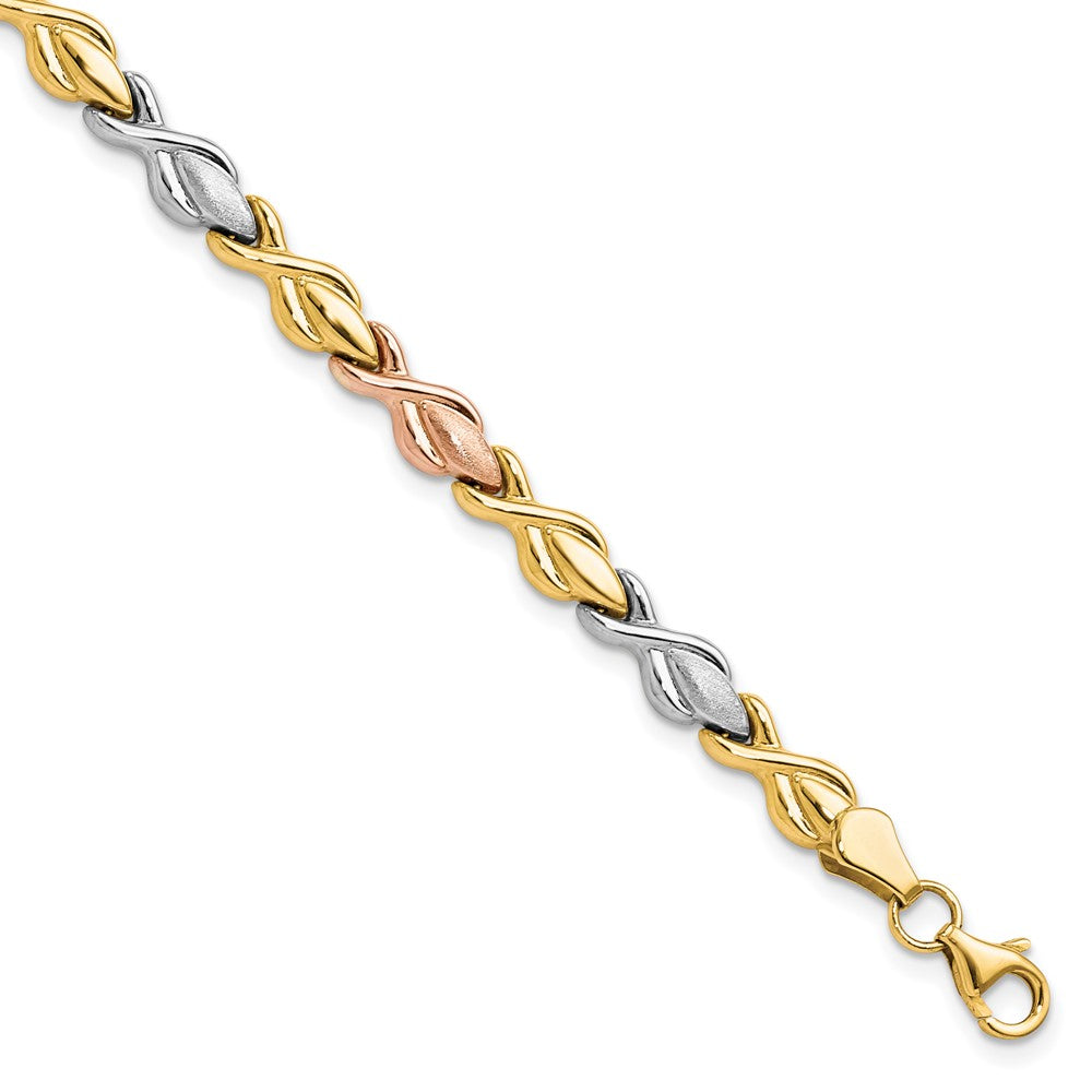 10K Tricolor Gold Tricolor Poliert und Gebürstet Glieder Armband