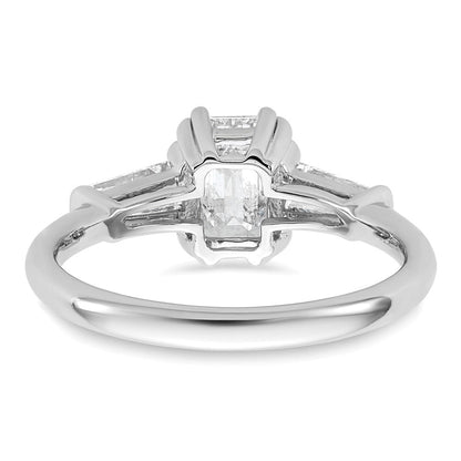 14K Weißgold 1/2ct Im Labor Gezüchtet Diamant Vs+ F+ Smaragd Mittig Halbfassung Eng Ring