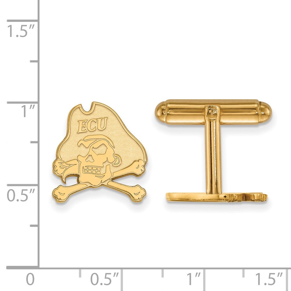 14K Gelbgold Gold Logoart Ost Carolina University Pirat Manschette Knöpfe