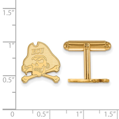 14K Gelbgold Gold Logoart Ost Carolina University Pirat Manschette Knöpfe
