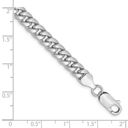 14K Weißgold 6mm Halbmassiv Miami Kubanisch Gliederarmband