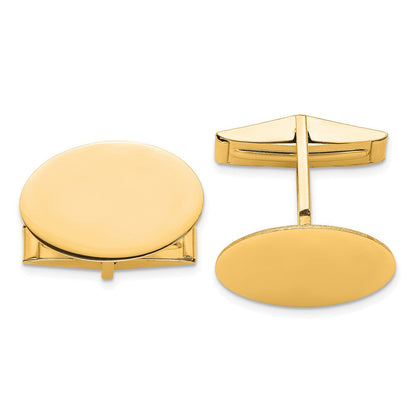14K Gelbgold Herren Oval Manschette Knöpfe