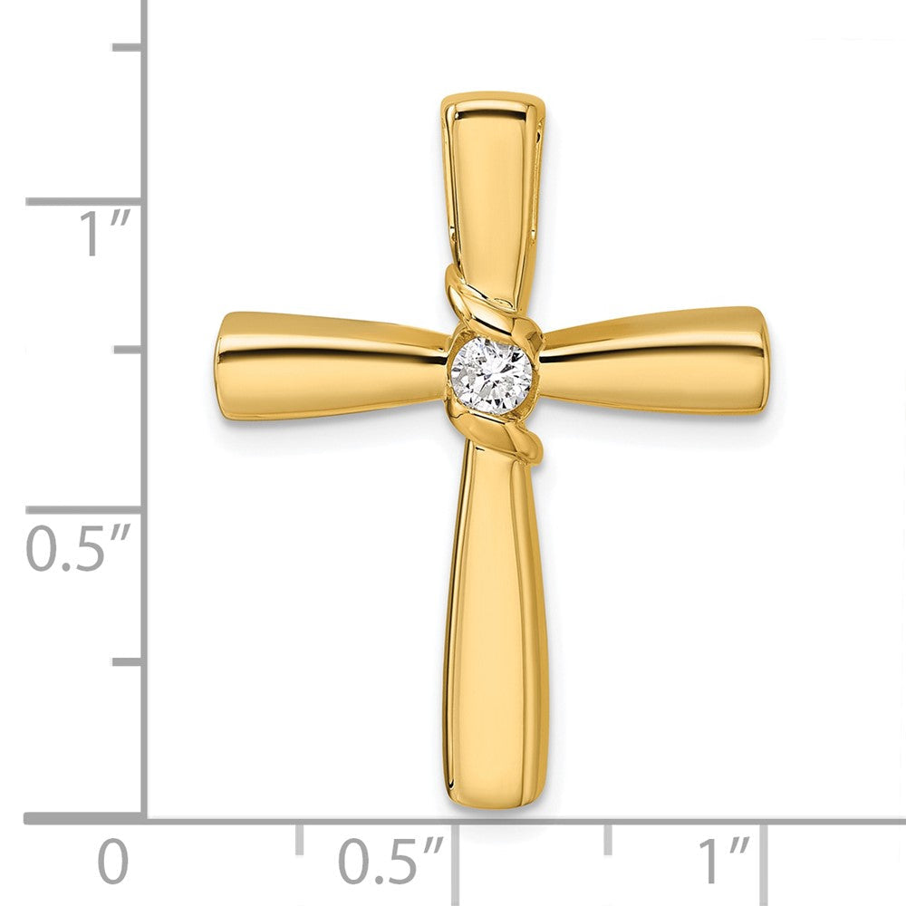 14K Gelbgold Poliert 1/6 Karat Diamant Kreuz Kette Anhänger