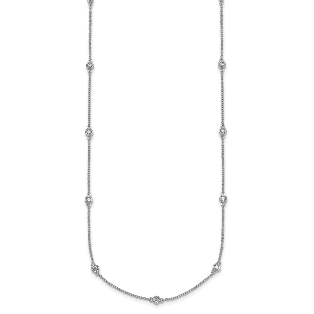 14K Weißgold Komplett 1/3 Karat Zargenfassung-set Diamant und Ankerkette Kette 13-station 16 Zoll Halskette