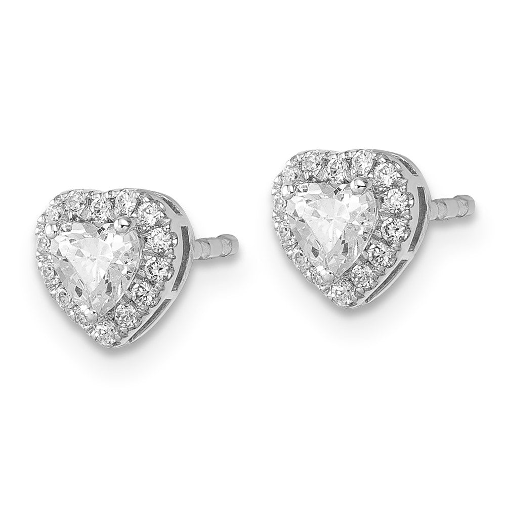 14K Weißgold Im Labor Gezüchtet Vs/si+ G+ Diamant Herz Form Heiligenschein Komplett Ohrringe
