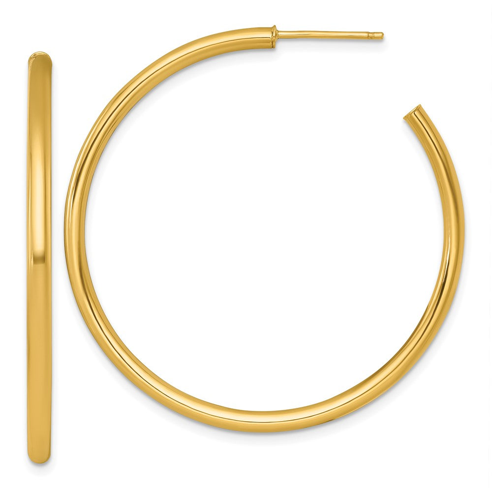 14K Gelbgold Poliert 2.5 X 45mm Röhre C-hoop Ohrstecker