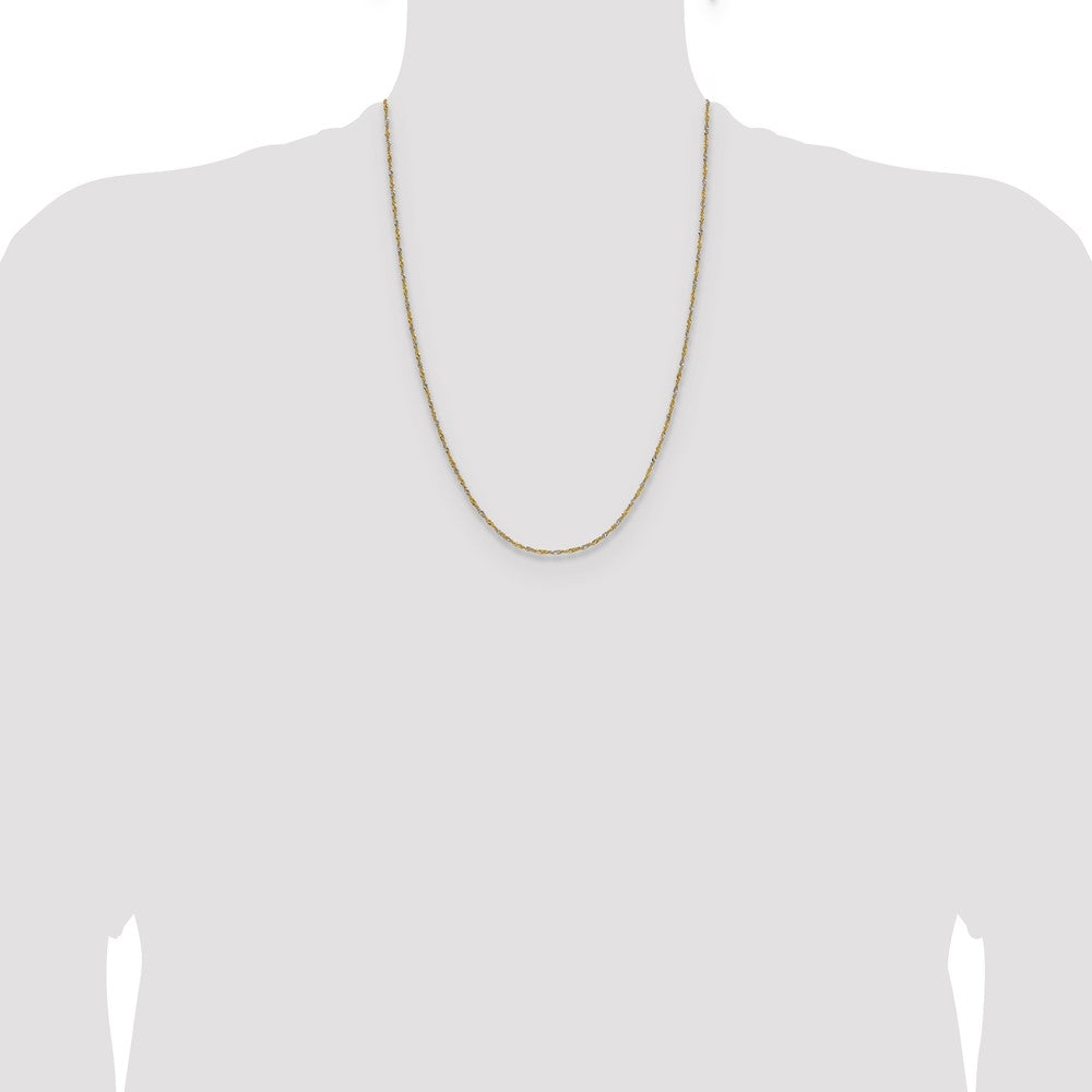 14K Gelbgold mit Rhodium 1.4mm Singapurkette 24 Zoll Kette