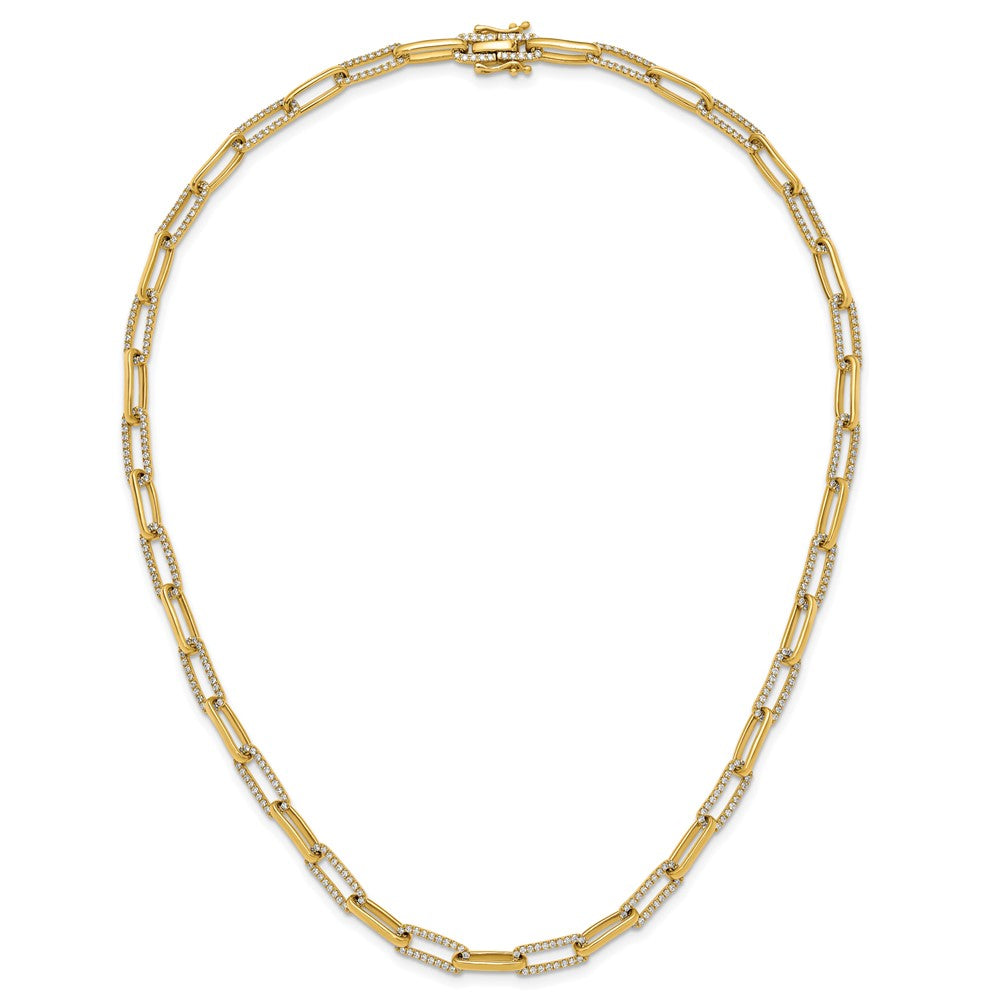 14K Gelbgold 3 3/4 Karat Im Labor Gezüchtet Diamant Vs/si+ G+ 18 Zoll Mode Büroklammer Halskette