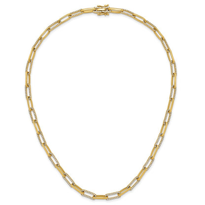 14K Gelbgold 3 3/4 Karat Im Labor Gezüchtet Diamant Vs/si+ G+ 18 Zoll Mode Büroklammer Halskette