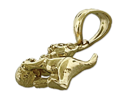 14K Gold 3D-Katze mit Ball Charm
