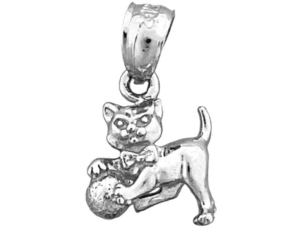 14K Gold 3D-Katze mit Ball Charm